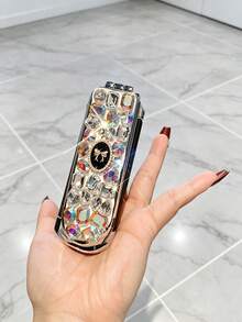1pc Rhinestone Portable Folding Mirror Comb, Makeup Touch-Up & Hair Smoothing Comb, Girls Bag Comb, Folding Mirror Comb All-In-One, Travel & Vacation Essential, Wedding Birthday Party Holiday Gift, Room Indoor Decor - Multicolor - View 12