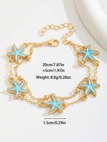 1 buah Gelang Kaki Dua Lapis Motif Bintang Laut Manis Musim Panas untuk Anak Perempuan, Cocok untuk Liburan Pantai, Kencan, dan Kehidupan Sehari-hari, Aksesori Perhiasan untuk Hadiah Ulang Tahun Anak-anak - MultiWarna - View 6