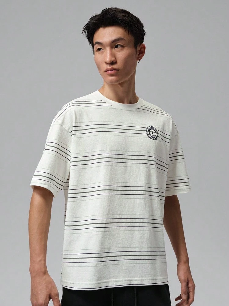 Jordan Men's AS F C BOXY SS CREW Short Sleeve Knit Collarless T-Shirt TIW1599-133 - Black and White - View 1