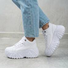 Buffalo Women's High Platform Sneakers Tractor Shoe 7cm High Promotion - 白色 - 查看 6