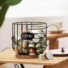 1pc Iron Art Cup-Shaped Large Capacity Coffee Capsule Storage Basket, Kitchen Supplies, Kitchen Accessories, Kitchen Tools, Kitchen Storage, Cosmetic Storage, Wedding Supplies, Floral Decoration, Home Goods, Desktop, Home Decor, Home Storage & Organization - Multicolor - View 3