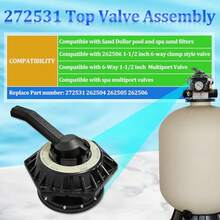 272531 6-Way Multiport Top Valve Compatible With Pentair Sand Dollar Pool And Spa Sand Filters, 1-1/2 Inch Clamp Style Valve, Replace 262504 262505 262506 - As Pic - View 3