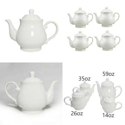 White Porcelain Teapot Set Of 4, Small Lotus Tea Pot Coffee Tea Water Pot Vintage Ceramic Gooseneck Kettle 4 * 14oz