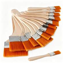 14pcs Professional Paint Brush Set, Small Medium Large, High-Quality Nylon Bristles Wooden Handle Board Brush For Watercolor Oil Acrylic Gouache Wall Painting Home Decor, Back To School Supplies Gift For Students Teachers Artists Painters,1/14Pcs - High-grade Yellow Bristle Brush - View 1