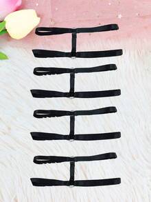 1pc/2pcs/4pcs Black Fashion Women's Double Layer Elastic Thigh Straps, Suitable For Daily Wear, Dates And Parties - Black - View 6