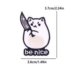 4 Pcs/Set Funny Phrase Iron On Patches, Hamster Ax Cat Embroidered Appliques For Cartoon Animal Jeans Jackets Backpack Streetwear DIY Clothing Decoration - Multicolor - View 5