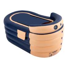 Orange Blue PVC Foldable Inflatable Bathtub, 33.07*55.11*29.13" Load Spa Pool, Adult Portable Bath Tub, 220Lbs Load Bath Pool With Air Pump For Home Bathroom Outdoor - Orange+Blue - View 5