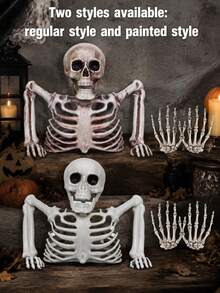 3pcs/Set 24cm/9.44in Half Body Plastic Skeleton, Halloween Skeleton Bursting Out Of Ground Decoration, Includes Skull, Ribcage, Arms And Extra Skeleton Hand, Suitable For Yard, Lawn, Cemetery, Haunted House, Outdoor Party Halloween Decor - Half-length Style - View 12