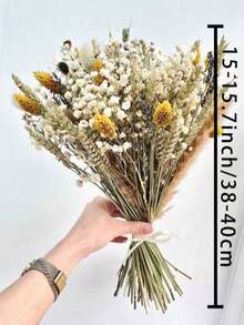 1 Ramo de Flores Artificiales Mixtas con Gipsofilia, Eucalipto, Lavanda, Tallos Rellenos para Jarrón, para Decoración de Bodas, Centro de Mesa, Decoración del Hogar, Manualidades Florales DIY, Arreglo de Jarrón para Mesa de Comedor, Flores de Boda, Ramo de Novia, Flores para Fiestas - Amarillo - Ver 5
