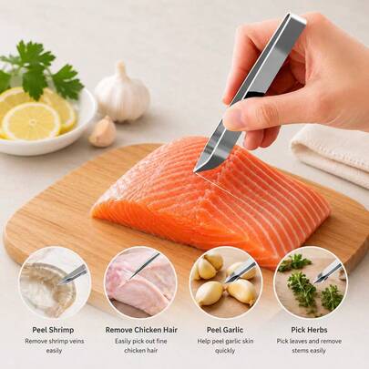 Multifunctional Stainless Steel Garlic Peeler, Quick And Efficient Garlic Peeling, Tweezer-Style Design, Also Suitable For Hair Removal, Highly Practical Kitchen Essential