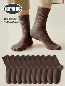 5/10 Pairs Pure Cotton Odor-Resistant Mid-Calf Socks - Multicolor - View 13