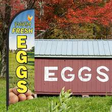 RXDAMTECH Commercial Egg Feather Flag, 8.2FT Outdoor Advertising Curved Banner (Includes Flag Pole And Ground Stakes) - Tear-Resistant Polyester Egg Sign For Stores And Events - Advertising Flag - View 2