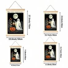 1pc Cute Ghost Canvas Wall Art Decor Spooky Halloween Poster Retro Pumpkin Print Gothic Moonglow Painting Aesthetic Hanging Picture Funny Quote Artwork For Bedroom Living Room Holiday Home Decor Unframed /Framed/Wooden Hanging - Pattern - View 11