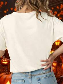 Women's Casual Round Neck Short Sleeve T-Shirt Summer - Apricot - View 2