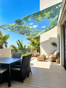 1pc Tree Sky Cloud Leaf Pattern Sun Shade Canopy, Lightweight Polyester Material, Suitable For Beach, Camping, Garden, Picnic, Outdoor Adventure Sun Shade (Support Pole Not Included) - Blue Sky and Leaves - View 9