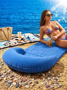 1pc Inflatable Beach Mat, Lightweight And Portable, Suitable For Outdoor Camping, Beach Relaxation And Pool Leisure, Essential For Summer Parties, Friends Gatherings, Picnics, Swimming Pool Inflatable Toy - Multiple Styles - View 1