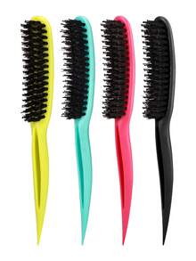 3-Row Nylon Rat Tail Comb, Suitable For Fine Hair, Back Combing, Root Lift, Scalp Massage, Women's Salon And Home Use Hair Brush Set With Smooth Back, Bristle Edge Control Teasing Comb - Multicolor - View 3