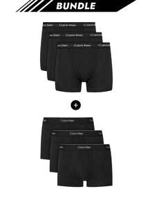 Calvin Klein [حزمة] 3 عبوات من سراويل داخلية رجالية مطاطية دقيقة + 3 عبوات من سراويل داخلية رجالية بقوة مكثفة - أسود + أسود - مشاهدة 1