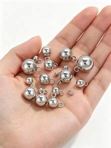 20pcs Stainless Steel Basic Handmade Round Bead Welding Rings Pendant DIY Jewelry Accessories For Necklace, Bracelet, Earrings - Silver (1300) - View 2
