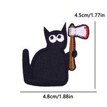 4 Pcs/Set Funny Phrase Iron On Patches, Hamster Ax Cat Embroidered Appliques For Cartoon Animal Jeans Jackets Backpack Streetwear DIY Clothing Decoration - Multicolor - View 6