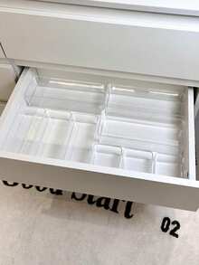 12/7/4, Juego de cajas de almacenamiento de cosméticos, Juego de cajas de almacenamiento con cajones, Caja de almacenamiento de escritorio de gran capacidad, Adecuada para almacenar paletas de sombras de ojos, perfumes, lápices labiales, fundas de teléfono y otros artículos, Adecuada para usar en el baño, dormitorio, estudio, dormitorio - transparente - Ver 2