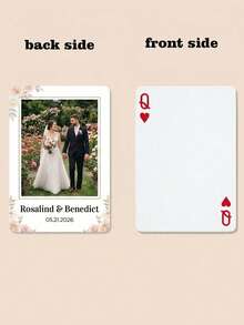 Customized Wedding Photo Card Commemorative Box Set, Floral Rose Personalized Couple Name Wedding Commemorative Card, Customized Text Date Wedding Photo Commemorative Box. - Multicolor - View 9