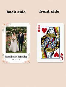 Customized Wedding Photo Card Commemorative Box Set, Floral Rose Personalized Couple Name Wedding Commemorative Card, Customized Text Date Wedding Photo Commemorative Box. - Multicolor - View 12