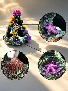 Fish Tank Decoration Betta Fish Tank Decor Accessories, Aquarium Colorful Coral Reef Set, Coral Mountain X 1, Starfish Bucket X 1, Aquarium Decorative Plants X 6 (Multiple Sets Available) - A - View 10