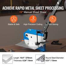 Cizalla Manual para Chapa Metálica de 270 mm Cortadora de Chapa de Sobremesa Herramienta de Corte para Procesar Chapas de Metal Duro para Constructores y Aficionados Al Bricolaje - 1/4" - Ver 2