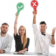 12pcs True/False Judgment Handheld Paddles, Green Checkmark Red Cross Double-Sided Handheld Signs, Lightweight For Q&A Interaction, Quick Response Scoring, Competition, Event Voting, Thick Material Durable And Easy To Grip - A - View 4
