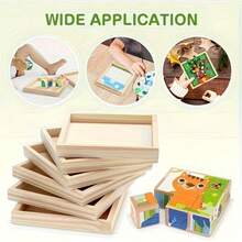 10pcs Plain Wooden Tray Set, Suitable For Painting, Dyeing And Customization, Fits Display, Handmade Crafts, Art Creation And Puzzle Making, Blank Base With High Versatility - Multicolor - View 6