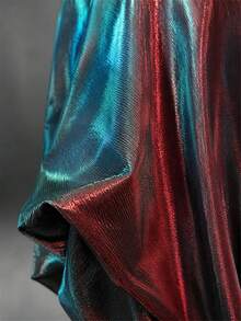1pc Blue Red Color-Changing Iridescent Metallic Fabric, Soft Elastic Shiny Lurex Material, Glossy Color-Shifting Fabric, Suitable For Handmade Formal Evening Gowns, Ball Gowns, Dance Performance Costumes And Craft Clothing Projects - Multicolor - View 11