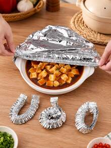 50pcs Aluminum Foil Food Wrap Set, Reusable Aluminum Foil Food Packaging Bags, Food Covers, Fresh-Keeping Bags, Suitable For Fruits, Meals, Tableware, Insulated Food Containers, Meal Warming, Kitchen Storage - Multicolor - View 3
