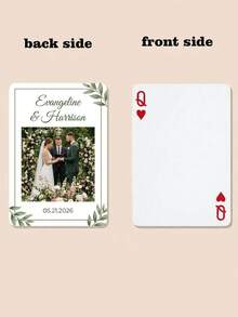 Customized Wedding Photo Card Commemorative Box Set, Floral Rose Personalized Couple Name Wedding Commemorative Card, Customized Text Date Wedding Photo Commemorative Box. - Multicolor - View 11