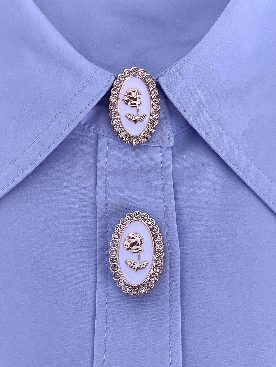1pc/2pcs Glitter Resin Shirt Button Covers, Clip-On Button Covers, Fashion Crystal Cufflink Covers - White - View 1