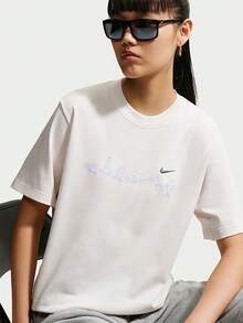 Nike Women's AS W NSW SS TEE BOXY Short Sleeve Knit Collarless T-Shirt TIW1213-030 - Baby Blue - View 4