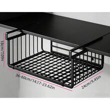 1pc Adjustable Expandable No-Drill Hanging Rack, Wall-Mounted Storage Basket, Multi-Functional Organizer For Kitchen Cabinets, Refrigerator, Laundry Room And Food Pantry - View 7
