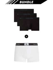 Calvin Klein [حزمة] بوكسر بيكيني ضيق 3 قطع + بوكسر قطن ستيل 3 قطع للرجال - أبيض وأسود - مشاهدة 1