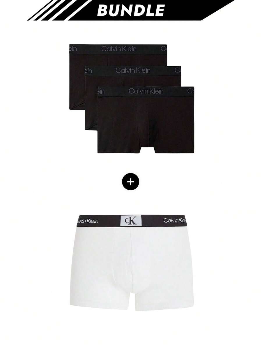 Calvin Klein [حزمة] بوكسر بيكيني ضيق 3 قطع + بوكسر قطن ستيل 3 قطع للرجال - أبيض وأسود - مشاهدة 1