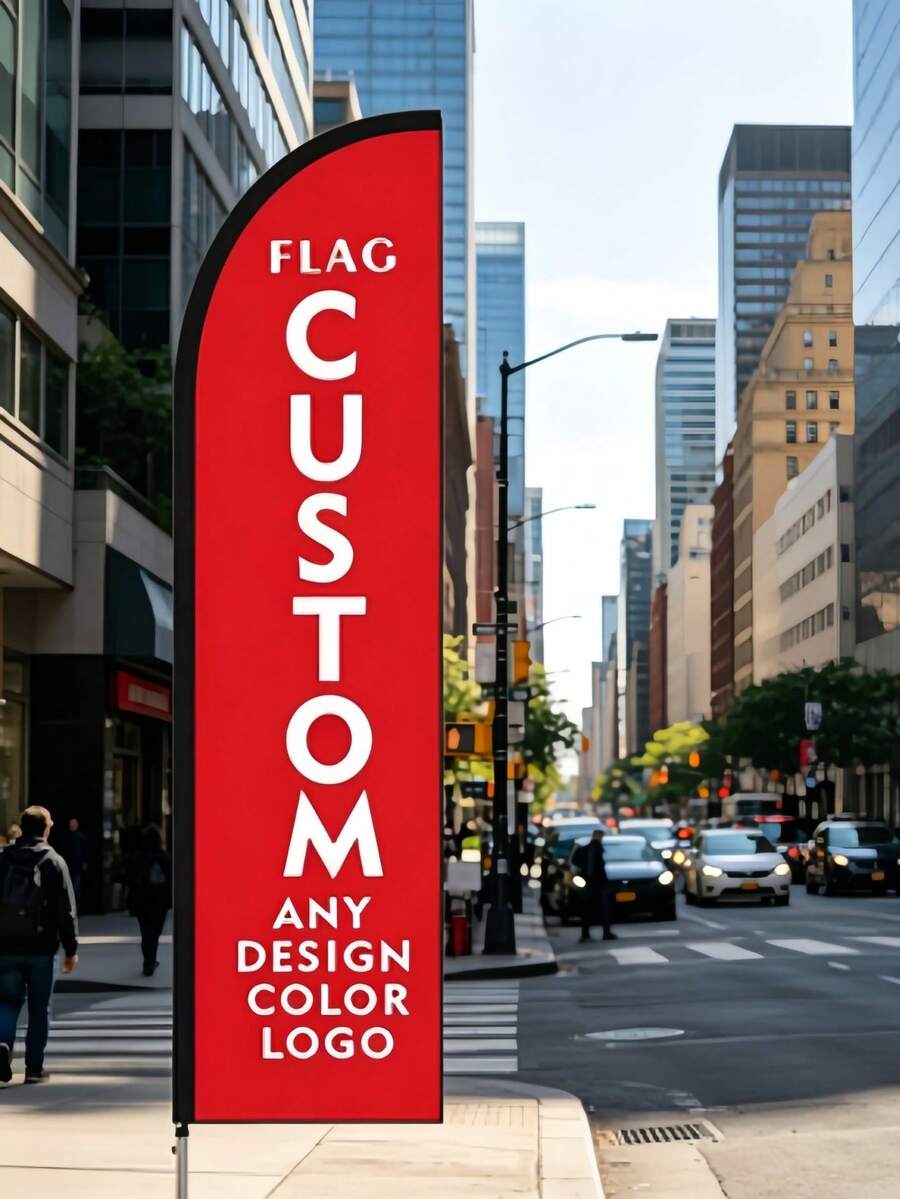 [Customized]Blade-Shaped Flag, Customizable With Your Design And Text, Portable, Suitable For Various Outdoor Activities - Multicolor - View 1