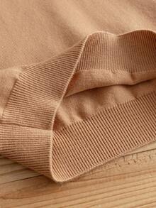Boys' College Style Colorblock Striped Polo Collar Half-Zip Long Sleeve Sweater Knit Pullover, Casual Versatile For Daily Wear, School, Spring, Autumn, Winter - Brown - View 7