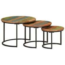 vidaXL Tavolini impilabili in legno di mango grezzo, set da 3 pezzi. Tavolino da caffè, tavolino laterale, tavolino da soggiorno, tavolino da divano, tavolo in legno, tavolino da tè, tavolino da soggiorno. - Recyceltes Massivholz - Visualizzare 10
