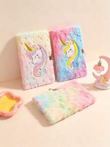 1 Beautifully Bound Student Notebook, 80 Pages, Unicorn Pattern, With Illustrations, Can Be Used As A Stress Relief Journal Or Ba, First Day Of School - Multicolor - View 2