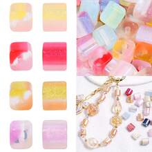 10pcs 8*8mm Mixed Color Color-Changing Galaxy Square Acrylic Beads With Holes, Decorative Handmade Beads For DIY Jewelry Making - DIY Beads - View 6
