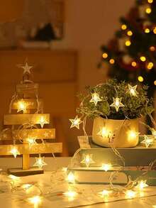 1pc LED Star String Lights, Indoor Decorative Fairy Lights, Battery Powered, Suitable For Living Room, Outdoor Garden, Tent Decoration, Birthday Party Decoration, Wedding Decoration, Christmas Decoration String Lights - Warm Light - View 5