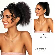 Wavy Curly Chignon Hair Bun With Rubber Band Synthetic Curly Hair Bun Extensions Wig Fluffy Hairpiece For Women Daily Party Use - Multicolor - View 3