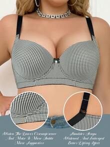 mimilemon Bra Berkawat Ukuran Plus Wanita, Kain Nyaman dan Bernapas, Mengangkat Payudara, Tali Bahu Lebar yang Dapat Diatur dan Pita Lebar yang Stabil - Hitam dan Putih - View 5