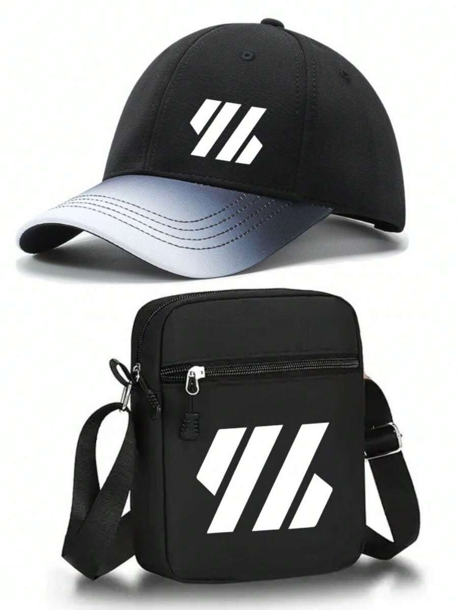 1pc/2pcs Minimalist Line Geometric Pattern Print Vintage Original Men's Women's Gradient Baseball Cap And Bag, Adjustable, Personalized Street Fashion Sport, Suitable For Daily Wear And Gift - Multicolor - View 1
