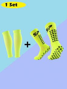 1 Pack Men's Anti-Slip Soccer Socks And Soccer Shin Guards, Anti-Slip Shin Guards Suitable For Basketball, Soccer, Sports - Multicolor - View 11