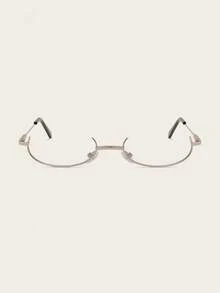 Anime Cosplay Half-Frame Glasses, Ins Artistic Soft Girl Decorative Glasses, Vintage Lensless Frame Glasses, Back To School - Silver - View 3